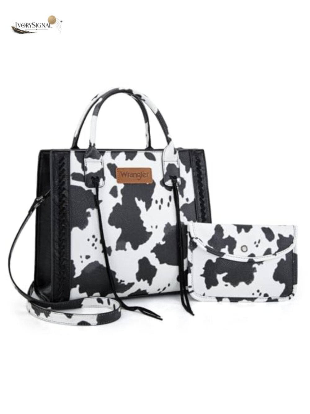 Western Tote Bag Satchel Purse Wallet Set Distressed Vegan Leather